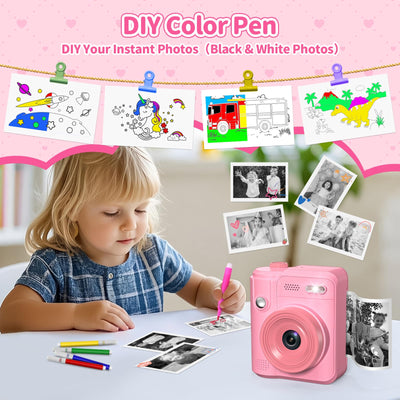 Gofunly Sofortbildkamera Kinder, 1080P HD Kinderkamera Sofortbildkamera mit 32GB Karte & DruckerPapier, Kamera Kinder Sofortdruck Kinderspielzeug Geschenke für Jungen und Mädchen 3-12 Jahre