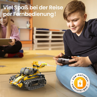 Sillbird Roboter Kinder für Jungen, 5-in-1-Technik Roboter mit App-Fernsteuerung, Wall/Mech Dinosaurier/Stunt-Auto Programmierbares Bauspielzeug, Kreative Geschenke für Jungen und Mädchen ab 8+ Jahren