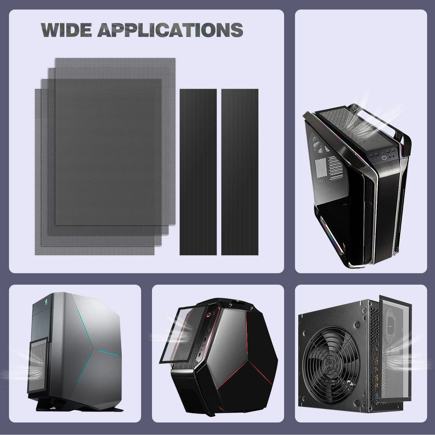 MoKo [4 Stück] 400 x 300 mm DIY PC Kühler Staub Mesh Filter, PVC Staubnetzfilter PC Gehäuse Staubschutzgitter mit Magnetrahmen, PC Kühlerfilter Staubdicht Staubschutzabdeckung Computer Lüftergitter