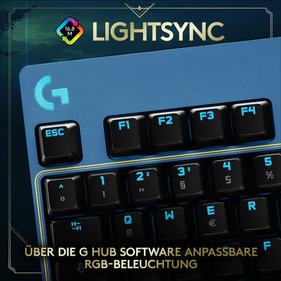Logitech G PRO Mechanische Gaming-Tastatur - Portabel und ohne Nummernblock, Abnehmbares USB-Kabel, LIGHTSYNC RGB beleuchtete Tasten, Offizielle League of Legends Edition