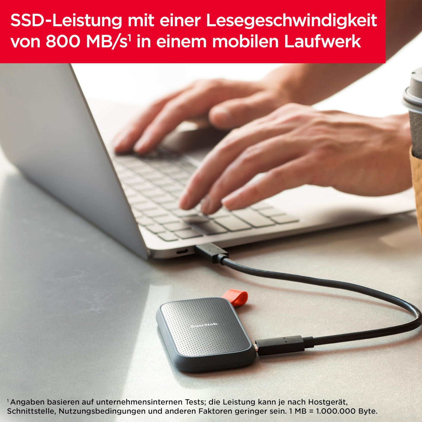 SanDisk 2TB Portable SSD - bis zu 800 MB/Sek. Lesegeschwindigkeit, USB 3.2 Gen 2