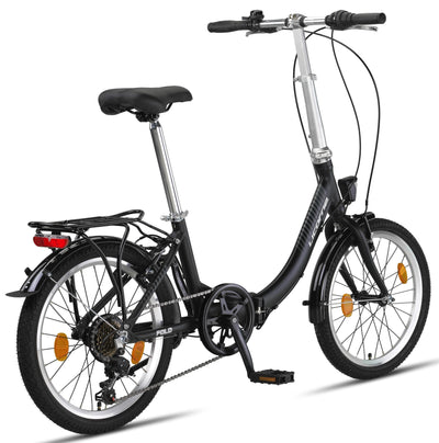 Licorne Bike Fold Premium Klapprad Aluminium 6 Gang Shimano Kettenschaltung Quick-Fold-System Klappfahrrad (V-Bremse, Schwarz/Anthrazit)