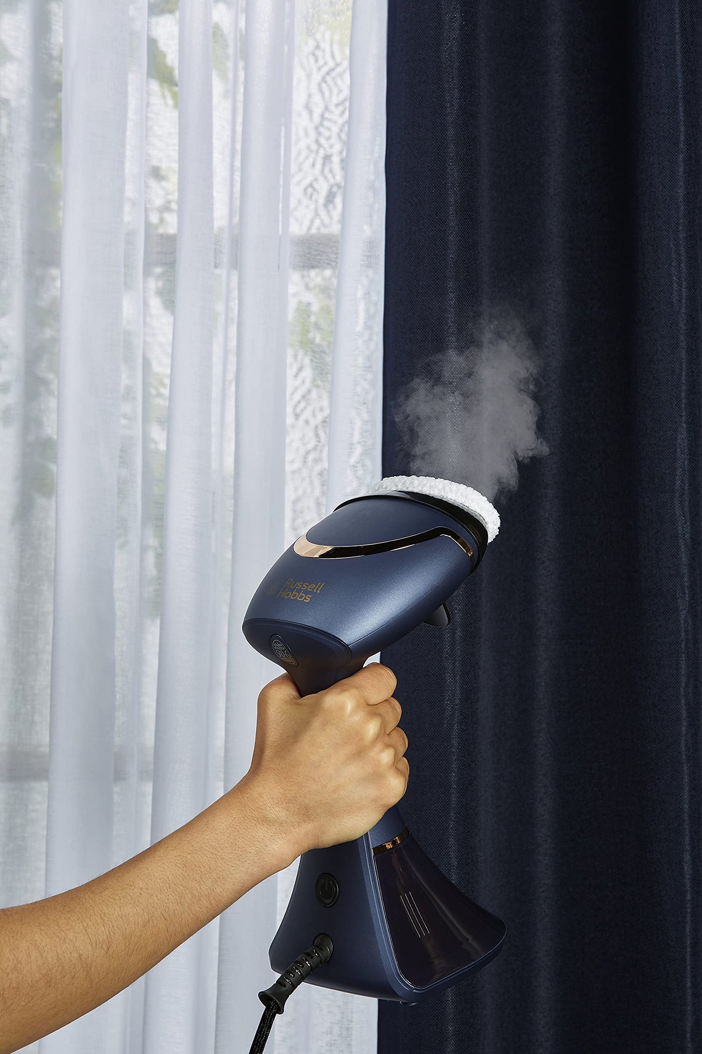 Russell Hobbs Dampfglätter [Testsieger] Bügeleisen Multi Steam Genie Pro Aroma (1800W, 32g/min Dampf, Reisebügeleisen inkl. 3 Aufsätze: Kleidung, Vorhänge, Polstermöbel) 28041-56