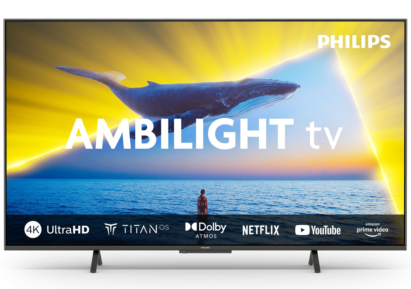 Philips Ambilight 43PUS8109 4K LED Smart TV - 43-Zoll Display mit Pixel-präziser Ultra HD, Titan OS Plattform und Dolby Atmos, Funktioniert mit Alexa und Google Sprachassistent - Satiniertes Chrom