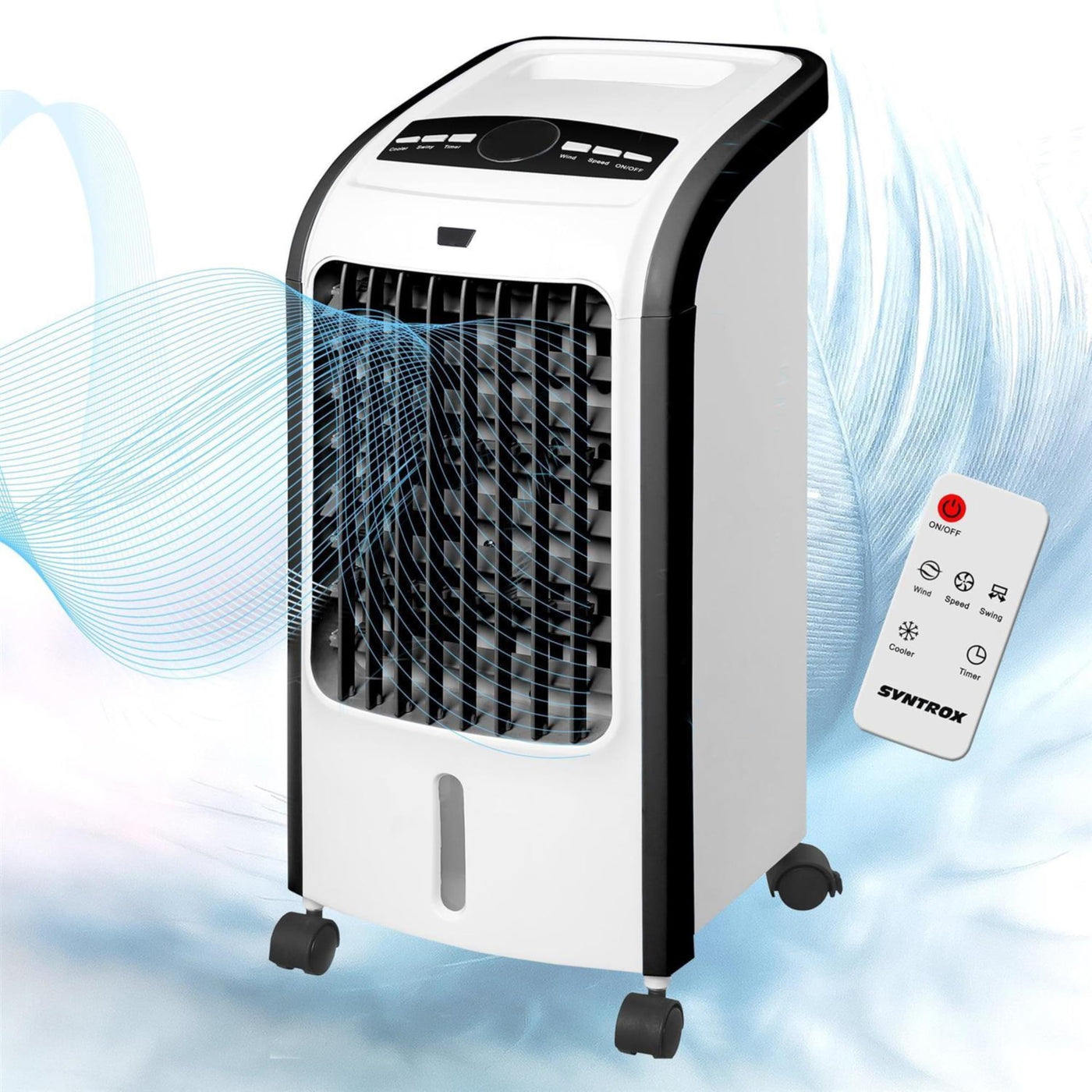 Syntrox Mobiles Klimagerät Air | Luftkühler mit Wasser | Verdunstungskühler, Lufterfrischer und Luftbefeuchter, mit Fernbedienung, gegen trockene Luft