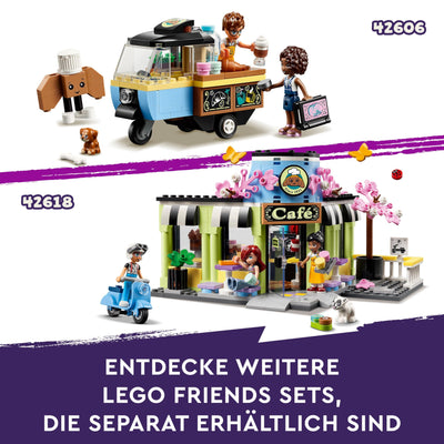 LEGO Friends Heartlake City Café, Kinderspielzeug, Spielzeug-Bäckerei, Geschenkidee für Mädchen und Jungen ab 6 Jahren, Set mit 3 Spielfiguren und Hundefigur 42618