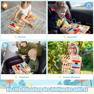 23 in 1 Busy Board Montessori Spielzeug ab 1 jahr Activity Board Spielzeug ab 2 3 jahre Holzspielzeug Sensory Spielzeug mit 15 Schalter,26 LED-Leuchten,Spieluhr,Schloss,Reißverschluss,Schnürsenkeln