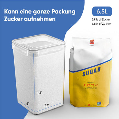 Chef’s Path 6,5L Groß Vorratsdosen Mit Deckel, BPA Frei Luftdichte Aufbewahrungsbox Küche, Fur Müsli Spaghetti Zucker Mehl Aufbewahrung, 2er Behälter, Kreidemarker und Etiketten