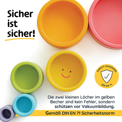 Merle Toys® Stapelbecher Baby Spielzeug, 100% FSC-Zertifiziert, 6X Stapelbecher ab 1 Jahr, Stapelturm Baby Holz, Stapelturm ab 1 Jahr, Stacking Cups, fördert Motorik und Kreativität, 2025 EDT