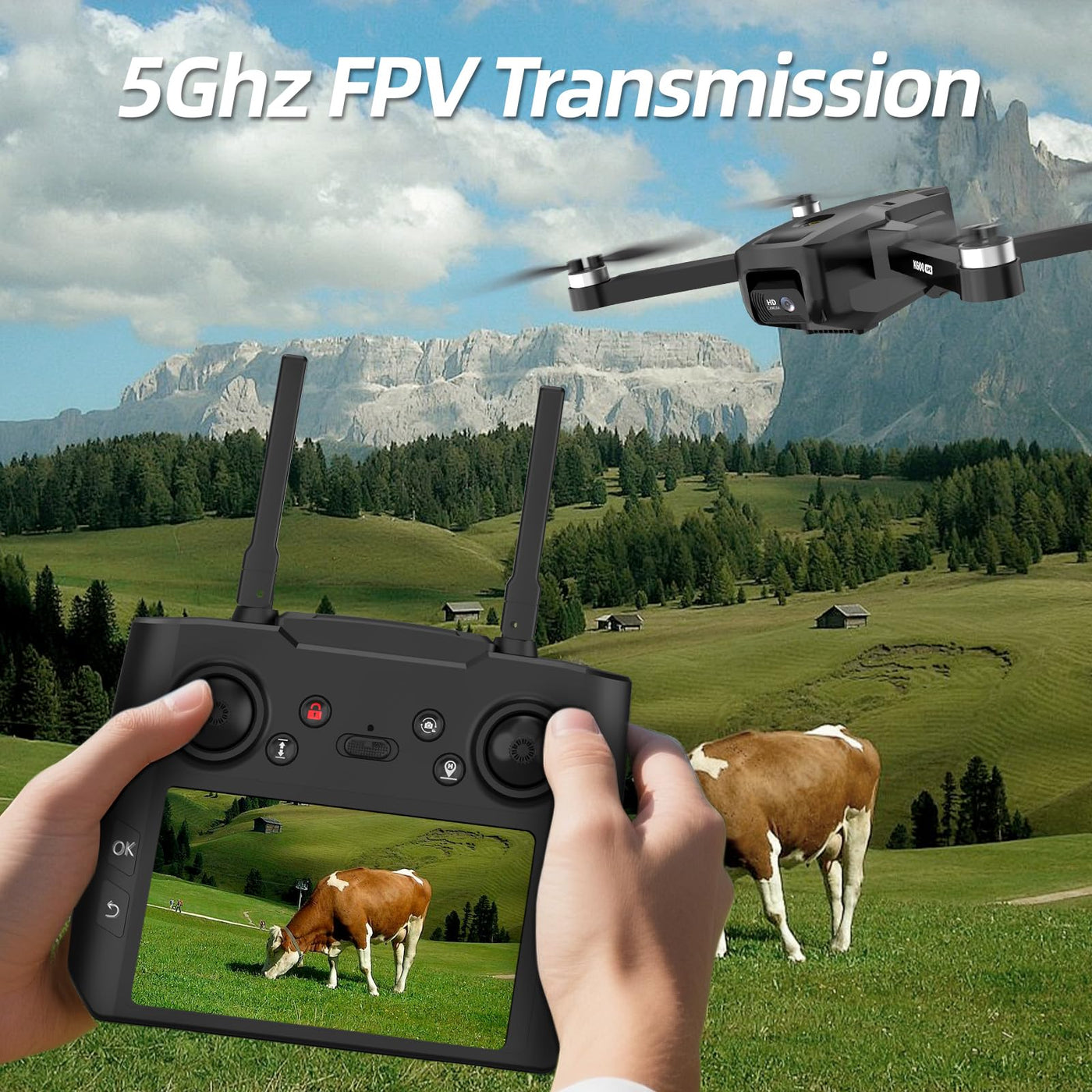 Drohne GPS mit Kamera 4.5" HD LCD RC Bildschirm,follow Me GPS Auto Return Home 32G SD Karte,RC Drohne Professional Kreisflug Optische Flusspositionierung,3 Geschwindigkeiten,unter 249g