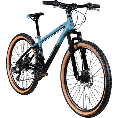 Galano Toxic Mountainbike 26 Zoll ab 145 cm für Damen Herren Mädchen Jungen mit 21 Gang, Federgabel und Scheibenbremse Fahrrad MTB Hardtail Unisex (schwarz/blau, 36 cm)