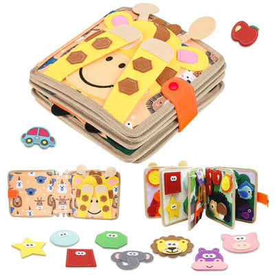 Nokwocy Busy Board ab 1 Jahr, Beschäftigungsbuch für Kleinkinder, DIY-Filz-Beschäftigungsbuch, 3D-Aktivitäten Stoff-Bilderbuch, Vorschul-Lernspielzeug, Beschäftigungsbuch mit Lebenskompetenzen(REH)