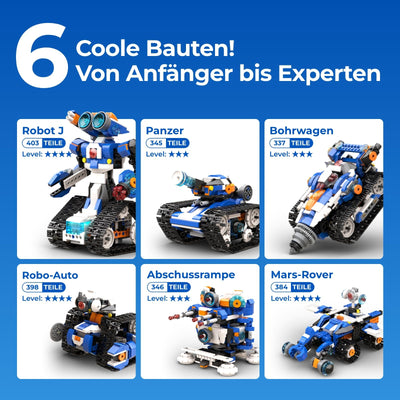 Apitor Robot J Programmierbarer Roboter für Kinder, 6-in-1 Kreativer Roboter Bausatz, App-Ferngesteuerter Kinder Spielzeug, pädagogisches Programmiergeschenk für Jungen ab 7-12 Jahren (480 Stück)