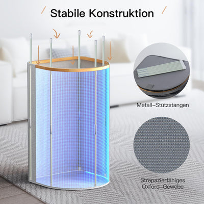 HELLKOPF 2er Pack Wäschekorb mit Deckel 140L Groß Kapazität - Wäschesammler mit 2 Fächer zum Sortieren der Schmutzwäsche, 4 Abnehmbar Innensäcke, Faltbare Laundry Baskets und Einfach zu Montieren