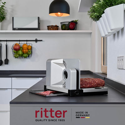 ritter icaro 5 Klappbarer elektrischer Allesschneider & Brotschneidemaschine aus Metall, Made in Germany