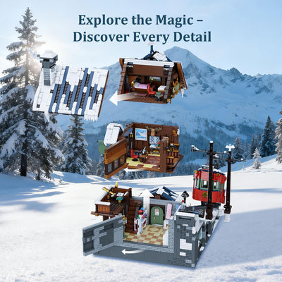 PANTASY Summit Cabin Bauset für Erwachsene, detailreiche Berghütte mit Holzoptik & Winterelementen, kreatives Architektur-Bauspielzeug für Fans von Landschaftsmodellen & entspannter Konstruktion