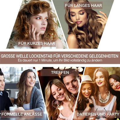 3 Fässer welleneisen, TOP4EVER lockenstab mit 3 stäben mit einstellbarer Temperatur, Welleisen Schnelle Heizung Große Welle für Lange/kurze Haare, Haar Styling Werkzeug 22mm