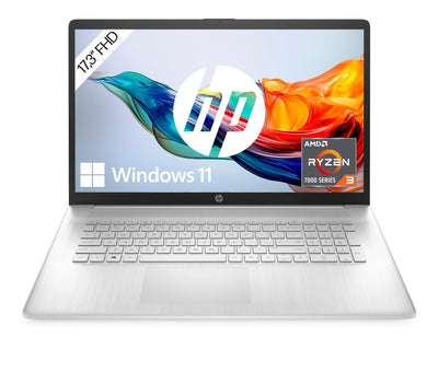 HP Laptop mit 17,3 Zoll (43,9 cm) FHD IPS Display, AMD Ryzen 3 7320U, 8 GB RAM, 256 GB SSD, AMD Radeon-Grafik, Windows 11 Home, QWERTZ Tastatur, HP Fast Charge, Silber