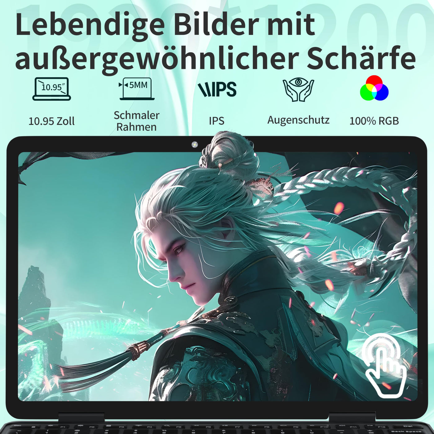 11" 2-in-1 Touchscreen Rosa Laptop, N100 Quad-Core Prozessor, 16GB RAM 512GB SSD, Gesichtserkennung, FHD IPS, 360° Klappbar (Grün, 32GB RAM | 1TB SSD)