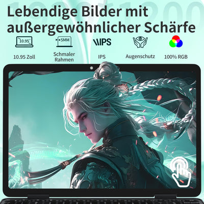 Amita 11" 2-in-1 Touchscreen Rosa Laptop, N100 Quad-Core Prozessor, 16GB RAM 512GB SSD, Gesichtserkennung, FHD IPS, 360° Klappbar (Grün, 16GB RAM | 512GB SSD)