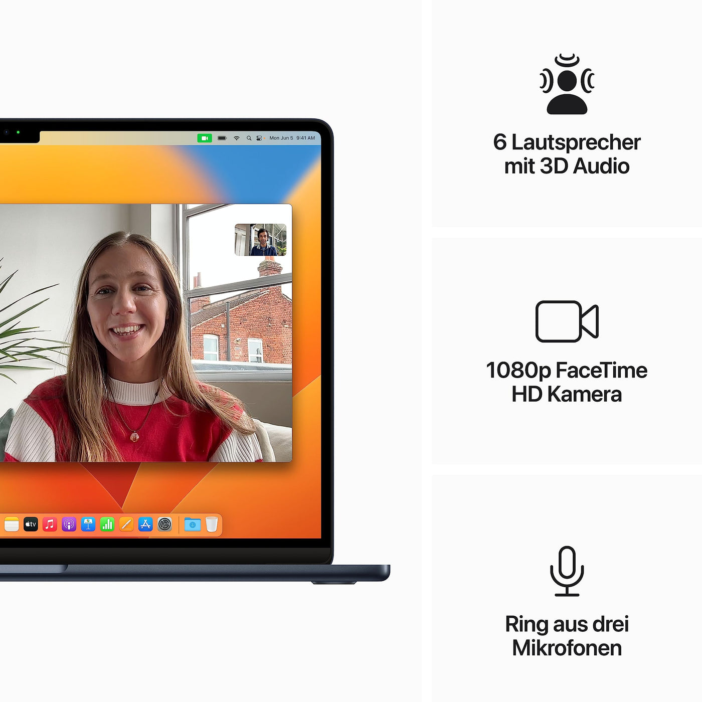 Apple 2023 MacBook Air Laptop mit M2 Chip: 15,3" Liquid Retina Display, 8GB RAM, 512 GB SSD Speicher, beleuchtete Tastatur, 1080p FaceTime HD Kamera. Funktioniert mit iPhone/iPad, Mitternachtsblau