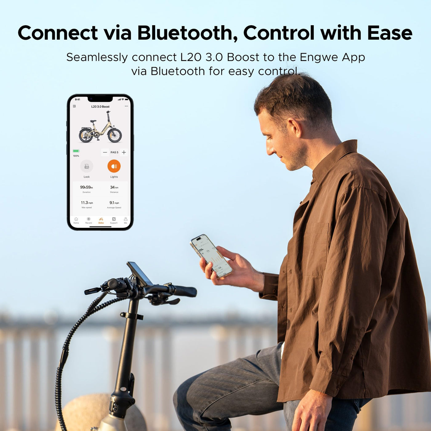 ENGWE E Bike mit APP, ebike 48V 13.5Ah Akku bis 135km, Drehmomentsensor & hydraulische Bremsen, 20 * 3.0 Reifen, 2 Stunden aufgeladen (Champagner-Gold)