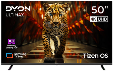 DYON ULTIMAX 50U-TI - 50 Zoll (126 cm) Fernseher (4K Ultra-HD Smart TV, Tizen OS, Triple Tuner (DVB-C/-S2/-T2), Samsung Smart & Gaming Hub, Prime Video, Netflix, Disney+) [2024]