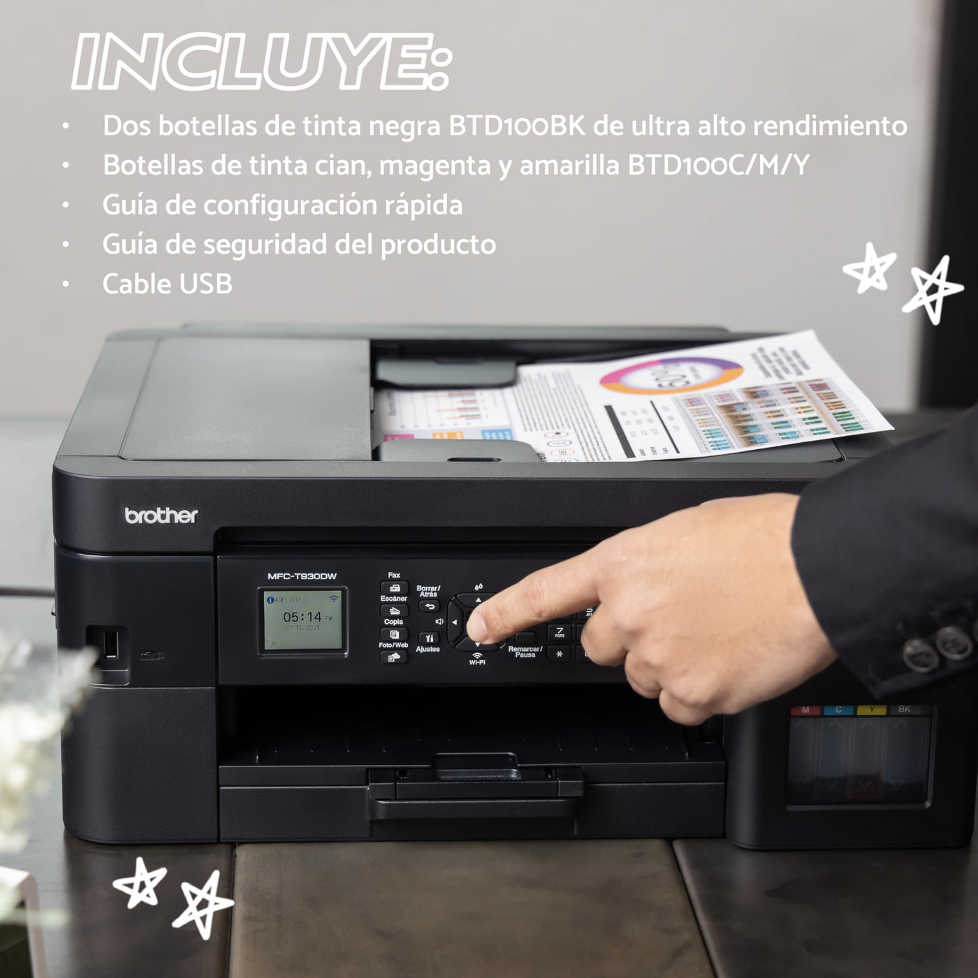 Brother Multifunktionaler Farbtintenstrahldrucker MFC-T930DW der InkBenefit Tank-Serie, Wireless-Konnektivität und Duplexdruck