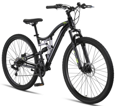 Chillaxx Bike Falcon Premium Mountainbike in 24 und 26 Zoll - Fahrrad für Jungen, Mädchen, Damen und Herren - Scheibenbremse- 21 Gang-Schaltung - Vollfederung (Schwarz-Disc-Bremse, 29 Zoll)