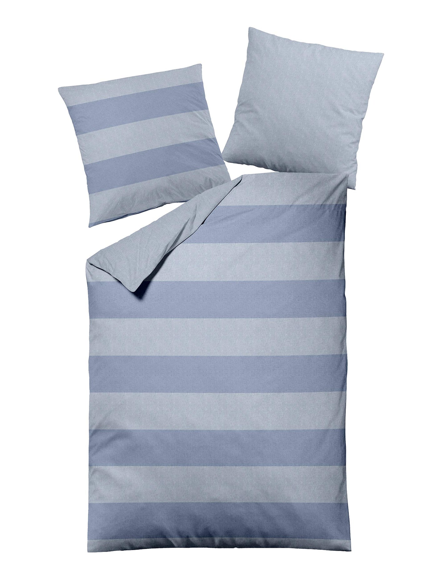 jilda-tex Bettwäsche 100% Baumwolle Wendebettwäsche Uni-bettwäsche Verschiedene Größen und Farben (Melange Classy Stripes Blue, 135 x 200 cm)