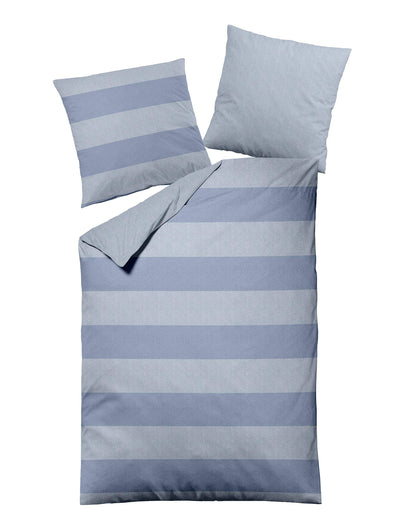 jilda-tex Bettwäsche 100% Baumwolle Wendebettwäsche Uni-bettwäsche Verschiedene Größen und Farben (Melange Classy Stripes Blue, 135 x 200 cm)