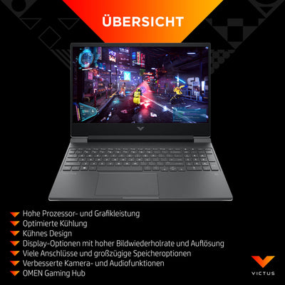 HP Victus Gaming Laptop | 15.6" FHD-Display | Intel Core i5-13420H | 16GB DDR4 RAM | 512 MB SSD | NVIDIA GeForce RTX 3050 | Windows 11 Home | QWERTZ-Tastatur | Mica Silver