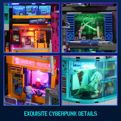 Lumibricks Cyberpunk Spielhalle Licht Bausteine Set – 2580 Klemmbausteine, Modulares Gebäude mit abnehmbaren Mechanismen, Geschenkidee für Erwachsene & Sci-Fi Fans