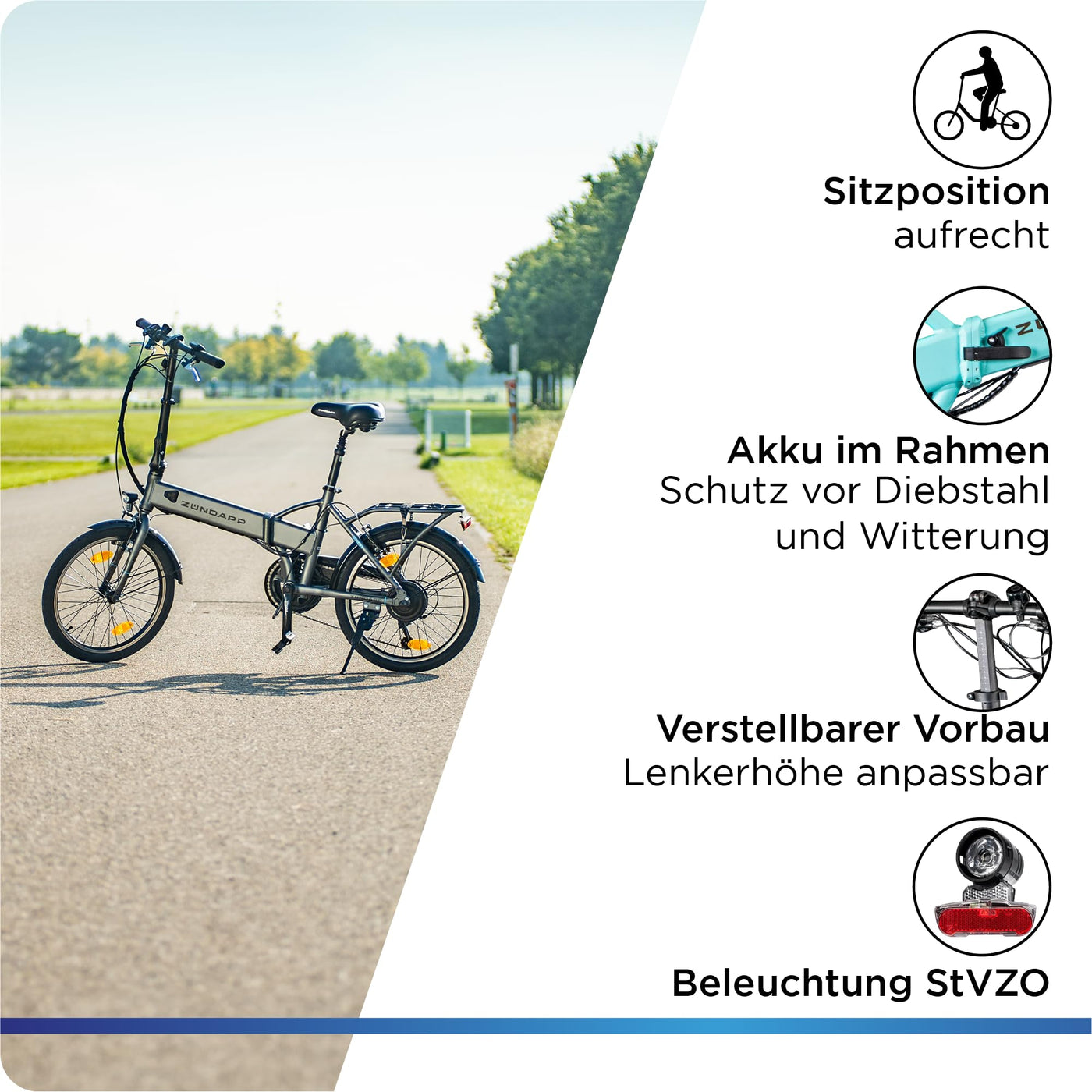 ZÜNDAPP Z101 20 Zoll E Bike Faltrad Damen Herren Elektrofahrrad klappbar Fahrrad Elektro Klapprad Ebike Pedelec E-Bike Erwachsene Klappfahrrad