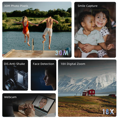 ORDRO B320 Videokamera Camcorder 1080P, 18X Zoom Vlog Kamera, Nachtsicht Kamera, 270° Drehbares HD-Display für Vlogging, YouTube und Videoaufnahmen