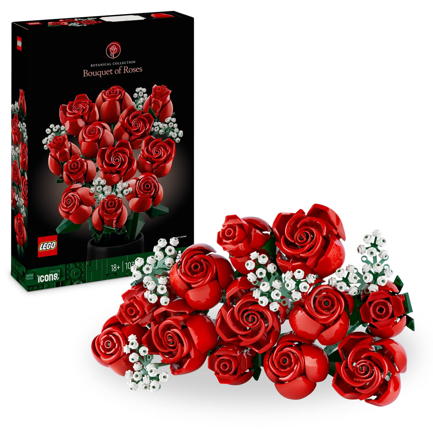 LEGO Botanicals Rosenstrauß - Blumen zum Bauen und Ausstellen - DIY Deko mit Pflanzen - Modellbau mit Kunstblumen - Bauset für Erwachsene - Geschenk zu Weihnachten für Frauen & Männer - 10328