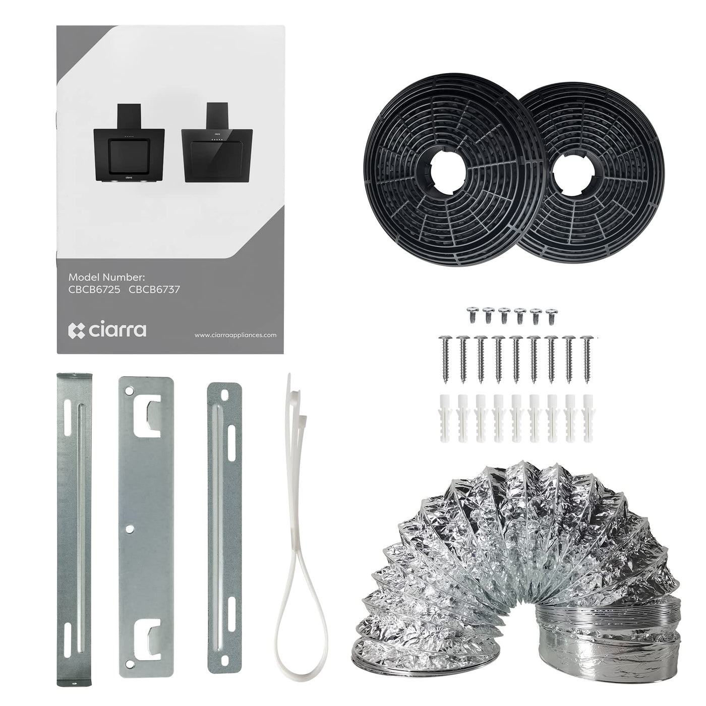 CIARRA CBCB6750 Dunstabzugshaube 60cm Umluft Kopffreie Schräghaube 350m³/h Abluft 3 Stufen Wandmontage Abzugshaube Schwarz