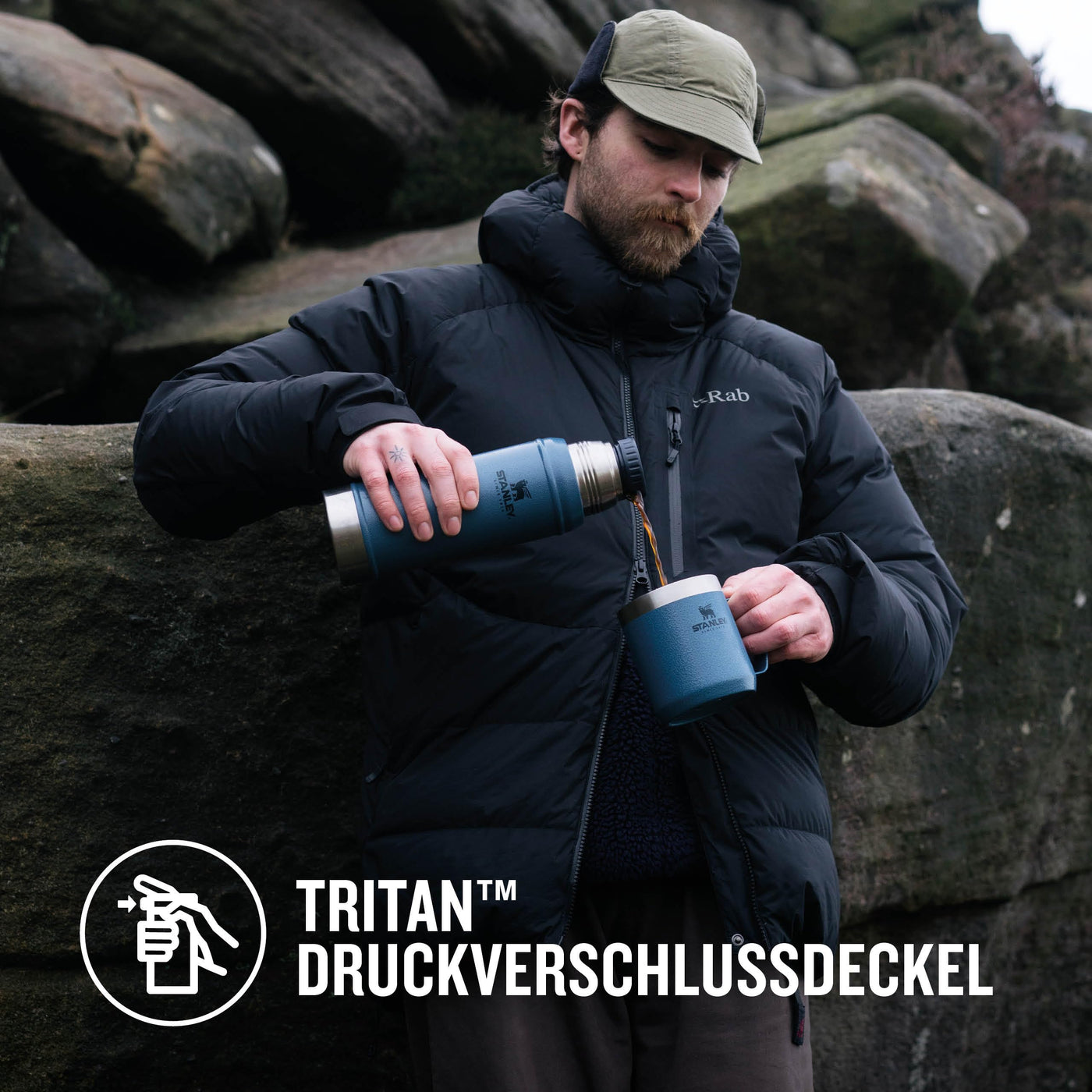 Stanley Classic Legendary Camp Mug Thermobecher 354 ml - Hält 1.5 Stunden Heiß - 3 Stunden Kalt - BPA-Frei - Spülmaschinenfest - Edelstahl Kaffeebecher To Go - Hammertone Lake