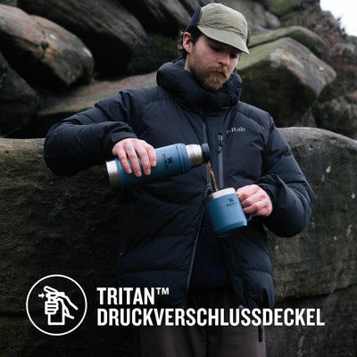 Stanley Classic Legendary Camp Mug Thermobecher 354 ml - Hält 1.5 Stunden Heiß - 3 Stunden Kalt - BPA-Frei - Spülmaschinenfest - Edelstahl Kaffeebecher To Go - Hammertone Lake