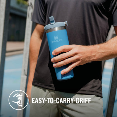 Stanley IceFlow Flip Straw Trinkflasche mit Strohhalm 0.89L - Thermosflasche Hält 12+ Stunden Kalt - Auslaufsicher - Trinkflasche Sport - Wasserflasche BPA Frei - Spülmaschinenfest - Azure
