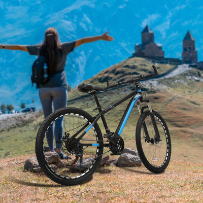 Donened 26 Zoll Mountainbike, 21 Gang Fahrrad mit Scheibenbremsen MTB für Mädchen Jungen Herren und Damen (Blau)