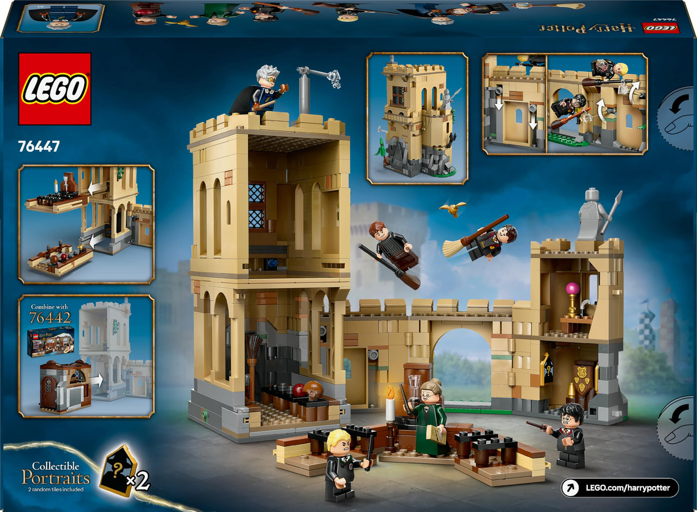 LEGO Harry Potter Schloss Hogwarts: Flugstunden, Abenteuer-Spielset mit 6 Minifiguren zum Sammeln, inkl. Draco Malfoy & Professor McGonagall, Rollenspiel Set für Jungen und Mädchen ab 9 Jahren 76447