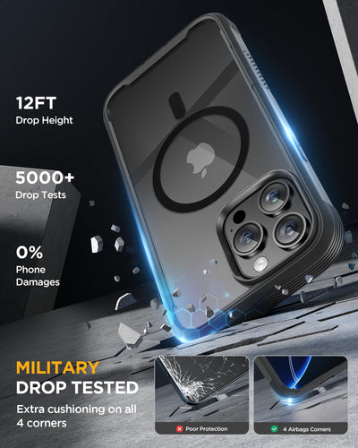 Miracase 360 Grad für iPhone 16 Pro Max Hülle mit Magsafe, Eingebaut Glas Schutzfolie, Komplettschutz HandyHülle Magnetisch Stoßfest Case für iPhone 16 ProMax Schutzhüllen 6,9 Zoll, Schwarz