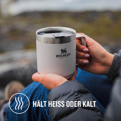 Stanley Classic Legendary Camp Mug Thermobecher 354 ml - Hält 1.5 Stunden Heiß - 3 Stunden Kalt - BPA-Frei - Spülmaschinenfest - Edelstahl Kaffeebecher To Go - Ash