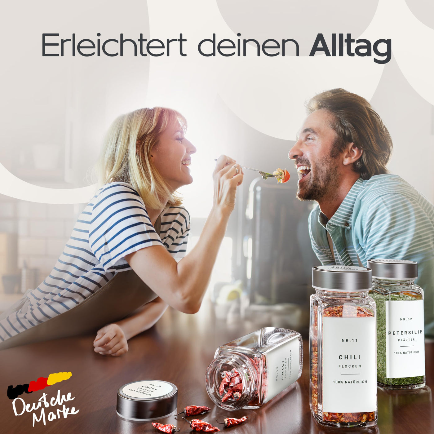 Homety Gewürzgläser Eckig - Set Edelstahl Deckel (24 Stück) - Gewürzbehälter 240 Etiketten - Gewürzdosen zur Gewürze aufbewahrung [120 ml] - Weiß