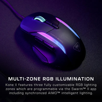 Turtle Beach Kone II – Ergonomische RGB-Gaming-Maus, 26K DPI Optischer Sensor, optische Schalter mit 100 Mio. klick-Lebensdauer, 23 programmierbare Funktionen, 4D-Scroll-Rad, Schwarz