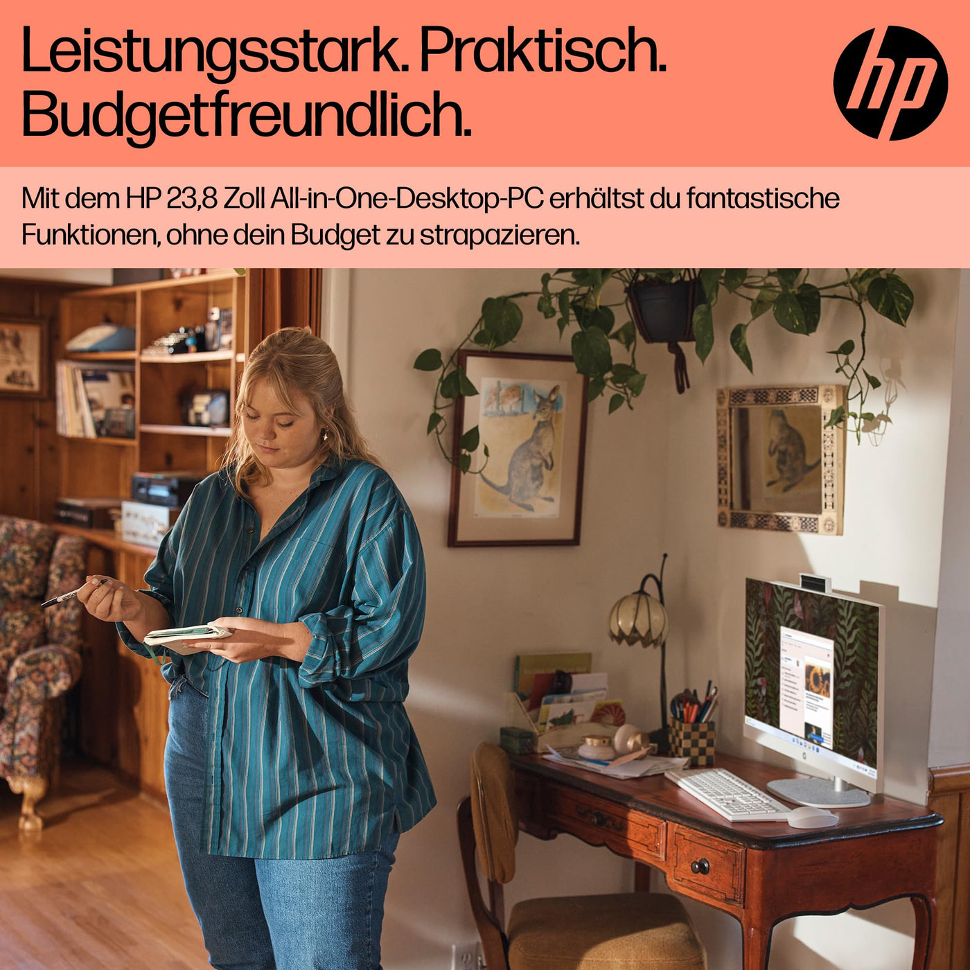 HP All-in-One PC | 23,8" FHD-Display | AMD Ryzen 7 7730U | 16 GB DDR4 RAM | 512 GB SSD | AMD Radeon -Grafikeinheit | Windows 11 Home | Weiß