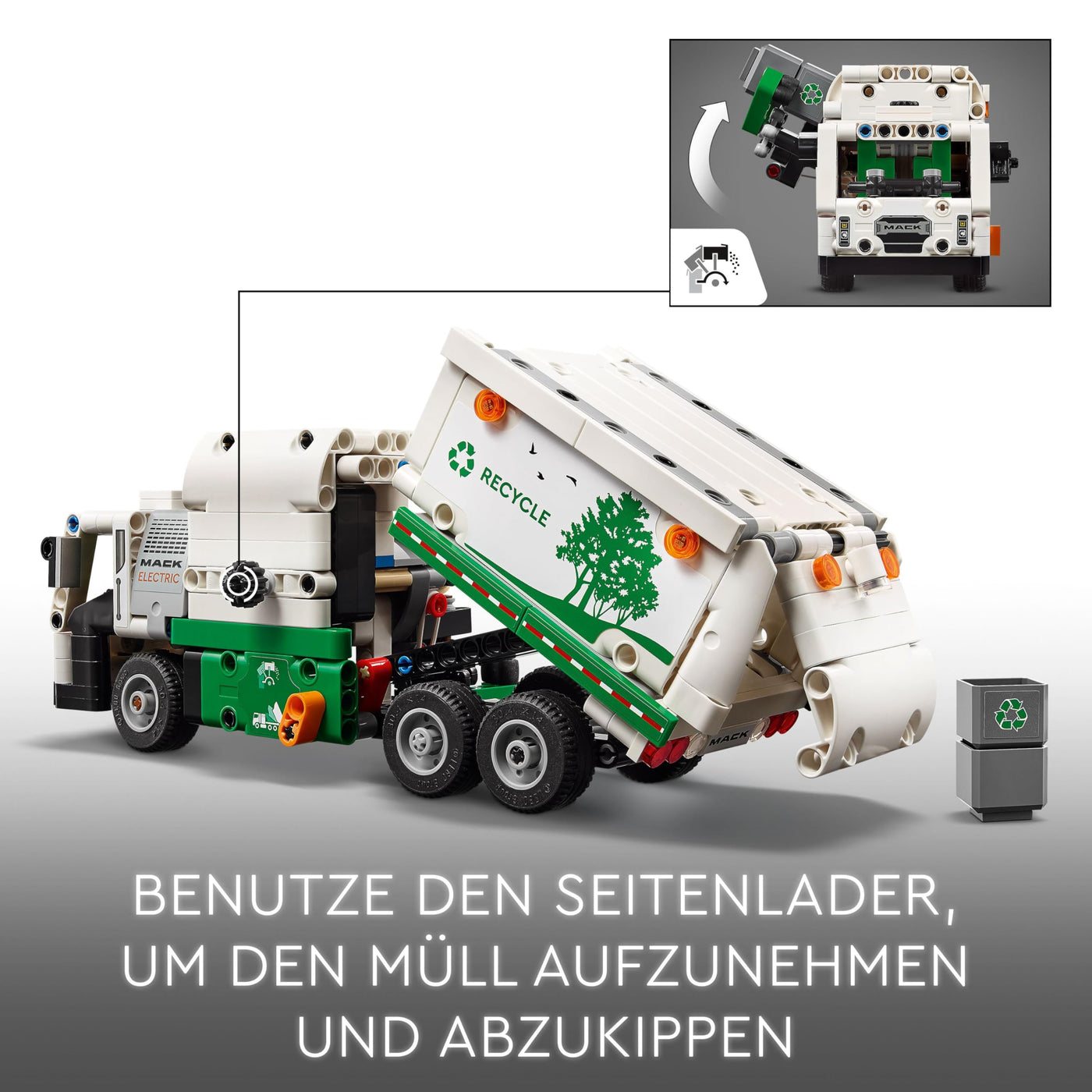 LEGO Technic Mack LR Electric Müllwagen, Müllauto-Modell für Recycling-Rollenspiele, Baubares LKW-Spielzeug für Kinder, Auto-Geschenk für Jungs und Mädchen ab 8 Jahren, die Fahrzeuge lieben 42167