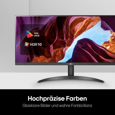 LG Electronics 34WQ500-B UltraWide™ Full HD 34" (87cm), 2560 x 1080, 21:9, AMD FreeSync™, HDR10- and VESA DisplayHDR™ 400, IPS with sRGB 99% (Typ.), Waves MaxxAudio®, 5ms GtG - Schwarz