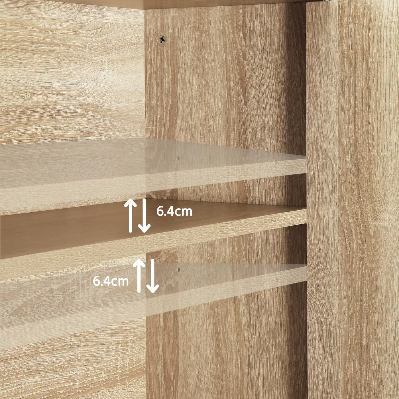 EUGAD Waschmaschinenschrank, Waschmaschinenregal Regal über Waschmaschine Toilette, Toilettenregal mit Schrank Verstellbarer Ablage, Badregal aus Holzwerkstoff Metall, 64,5x170x27 cm